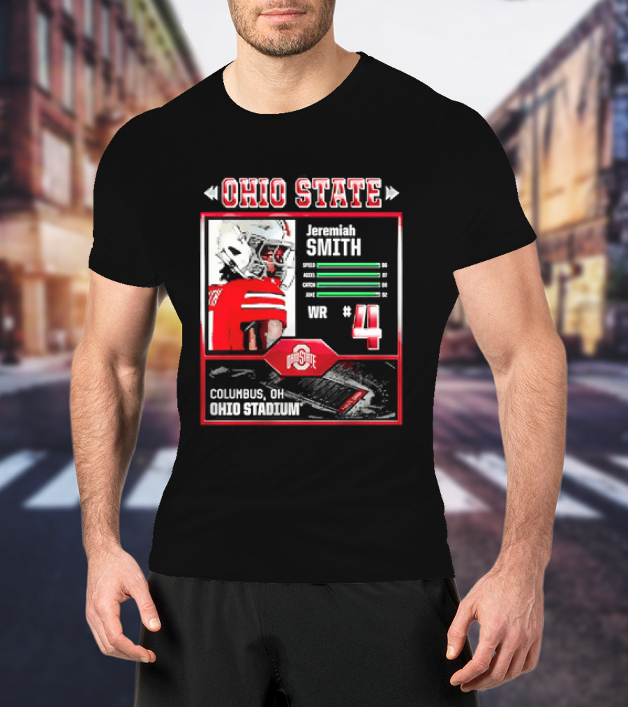 Ohio State Buckeyes Jeremiah Smith Columbus Football Ohio Stadium Number 4 T-Shirt