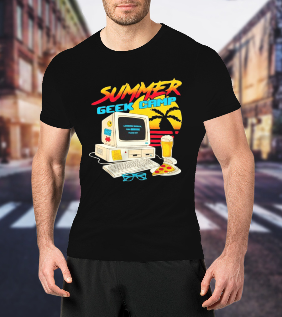 Summer Geek Camp Eat Sleep Code Repeat Loading Computer Pizza Beer T-Shirt
