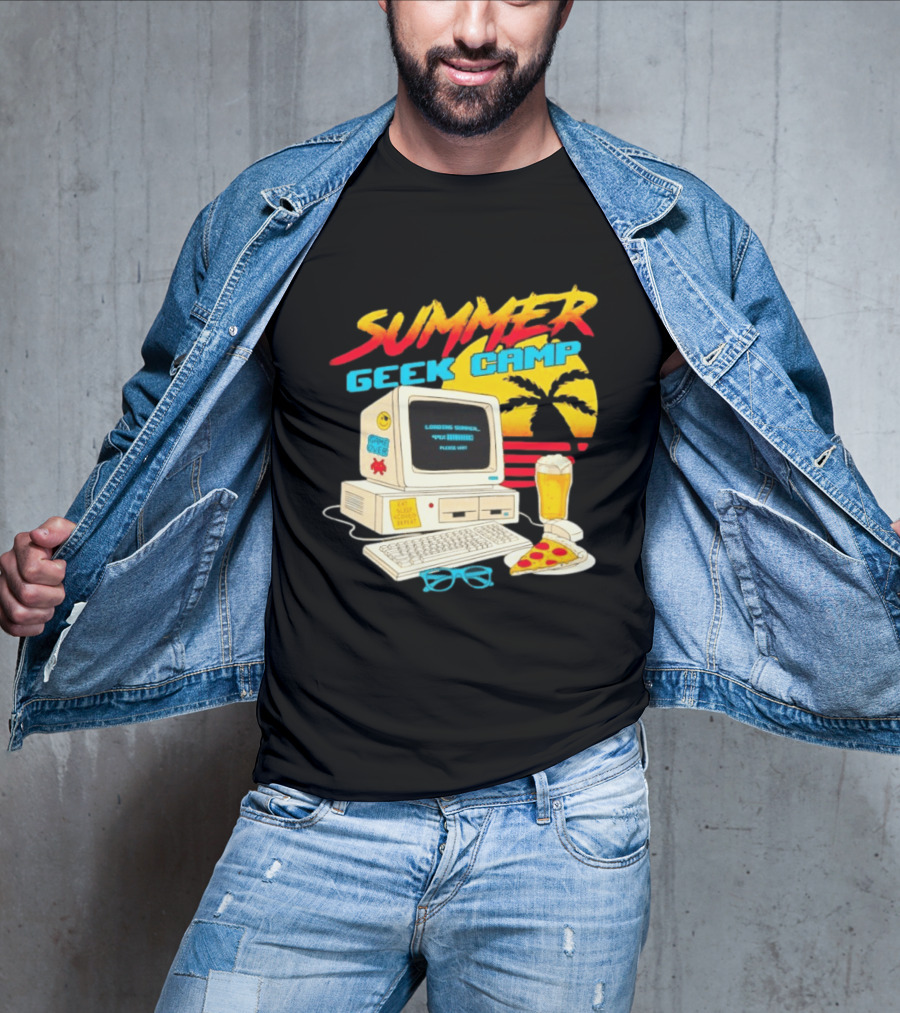Summer Geek Camp Eat Sleep Code Repeat Loading Computer Pizza Beer T-Shirt