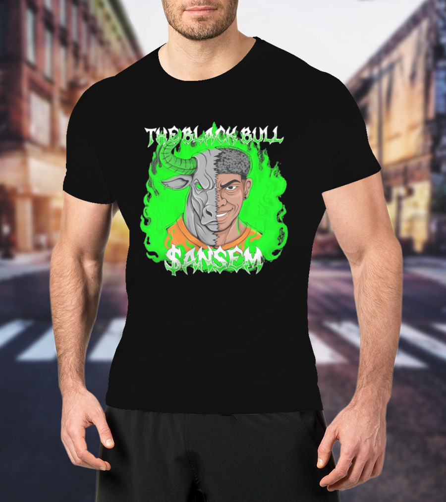 The Black Bull Sansem Half Man Half Bull Green Fire Fusion T-Shirt