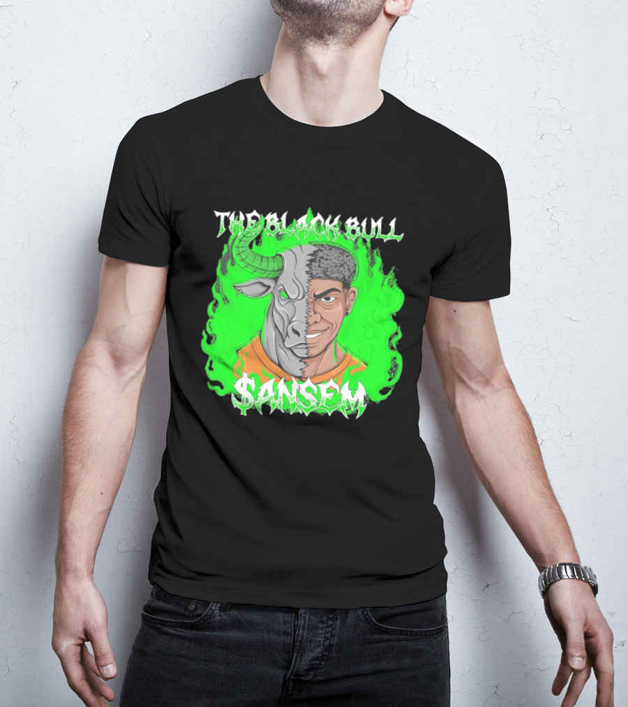 The Black Bull Sansem Half Man Half Bull Green Fire Fusion T-Shirt