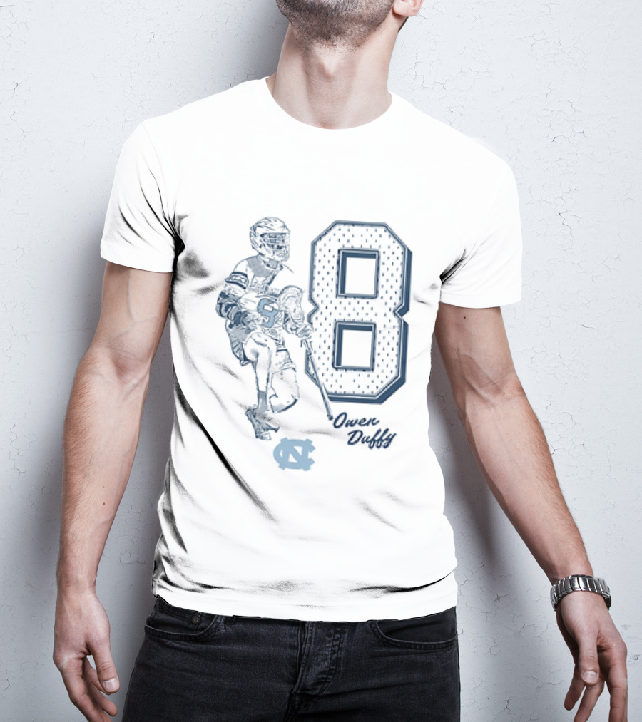 North Carolina Tar Heels Owen Duffy Number 8 Lacrosse T-Shirt