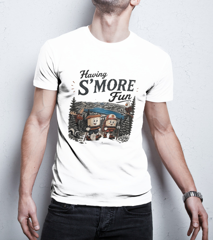 Having S'More Fun Camping Hiking At Bear Lake With Wildlife And Nature Scene T-Shirt