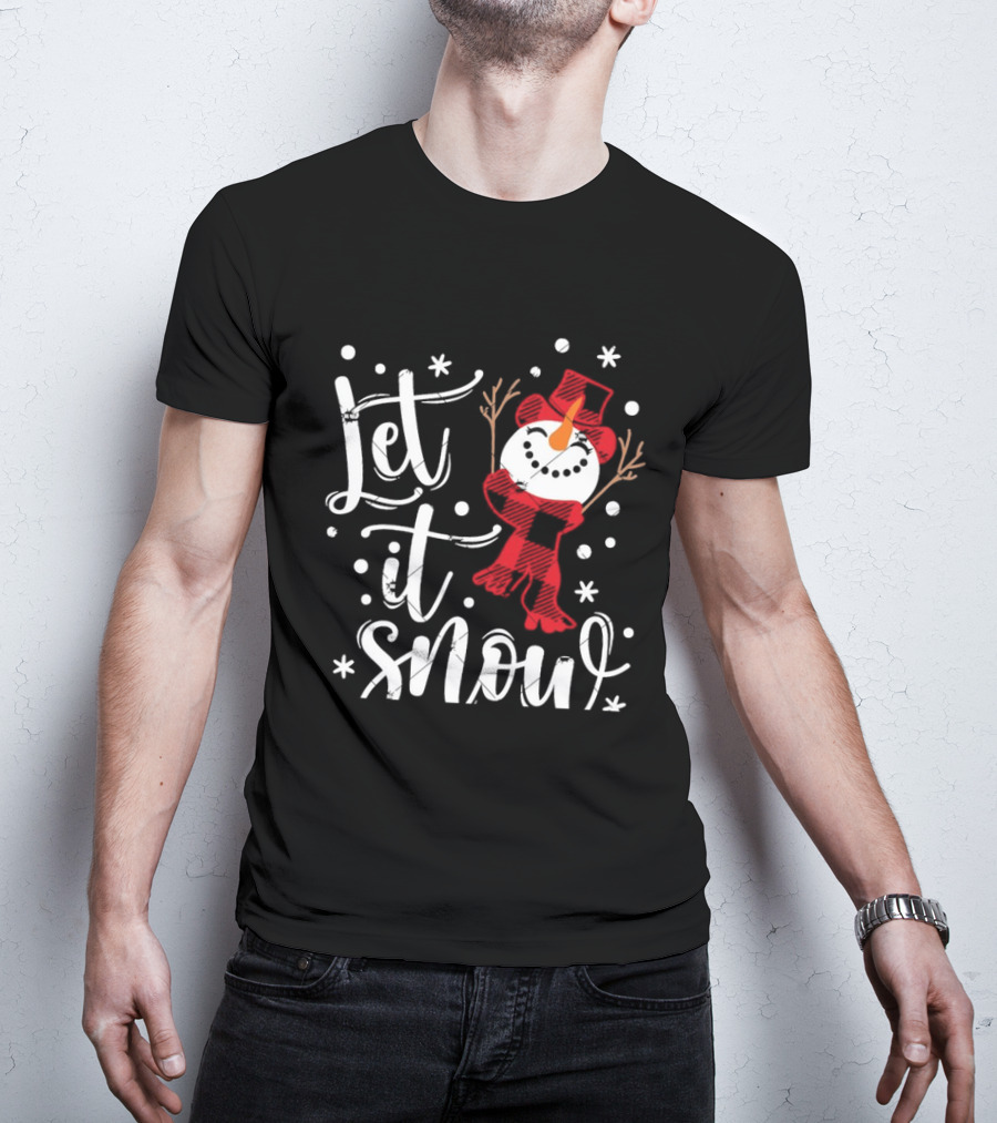 Let It Snow Red Snowman Christmas Magic T-Shirt