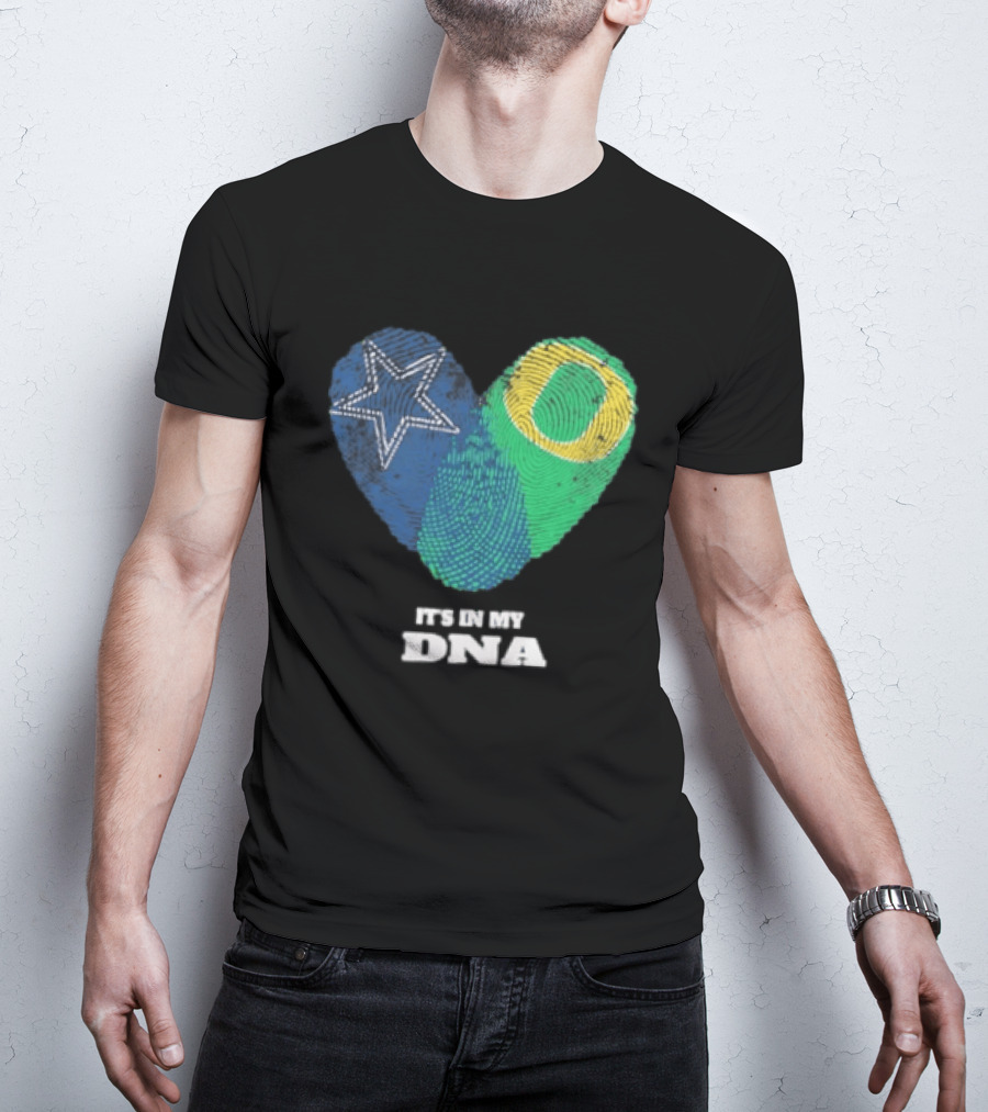 It's In My DNA Dallas Cowboys Oregon Ducks Heart Fingerprint T-Shirt