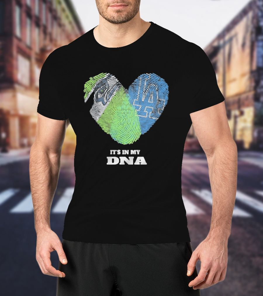 It's In My DNA Seattle Seahawks Los Angeles Dodgers Fingerprint T-Shirt