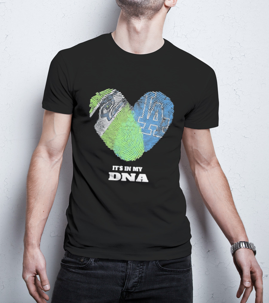 It's In My DNA Seattle Seahawks Los Angeles Dodgers Fingerprint T-Shirt