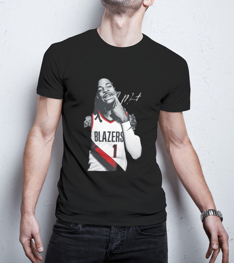 J MT Player Grills Number 1 Blazers T-Shirt