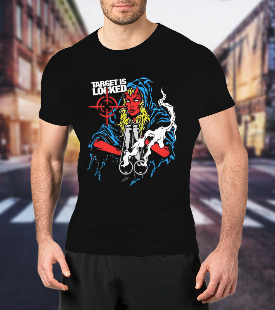 Target Is Locked Devil Woman Aiming Shotgun T-Shirt