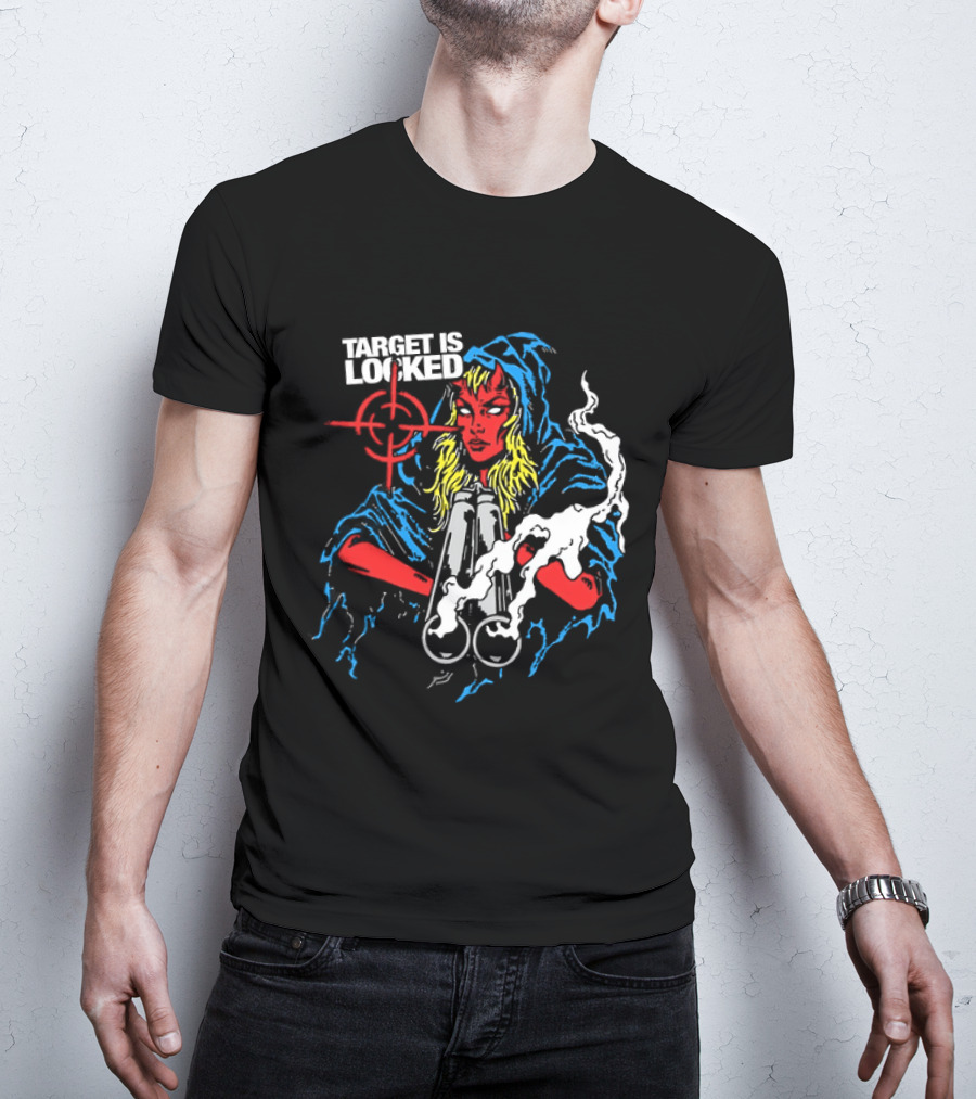 Target Is Locked Devil Woman Aiming Shotgun T-Shirt