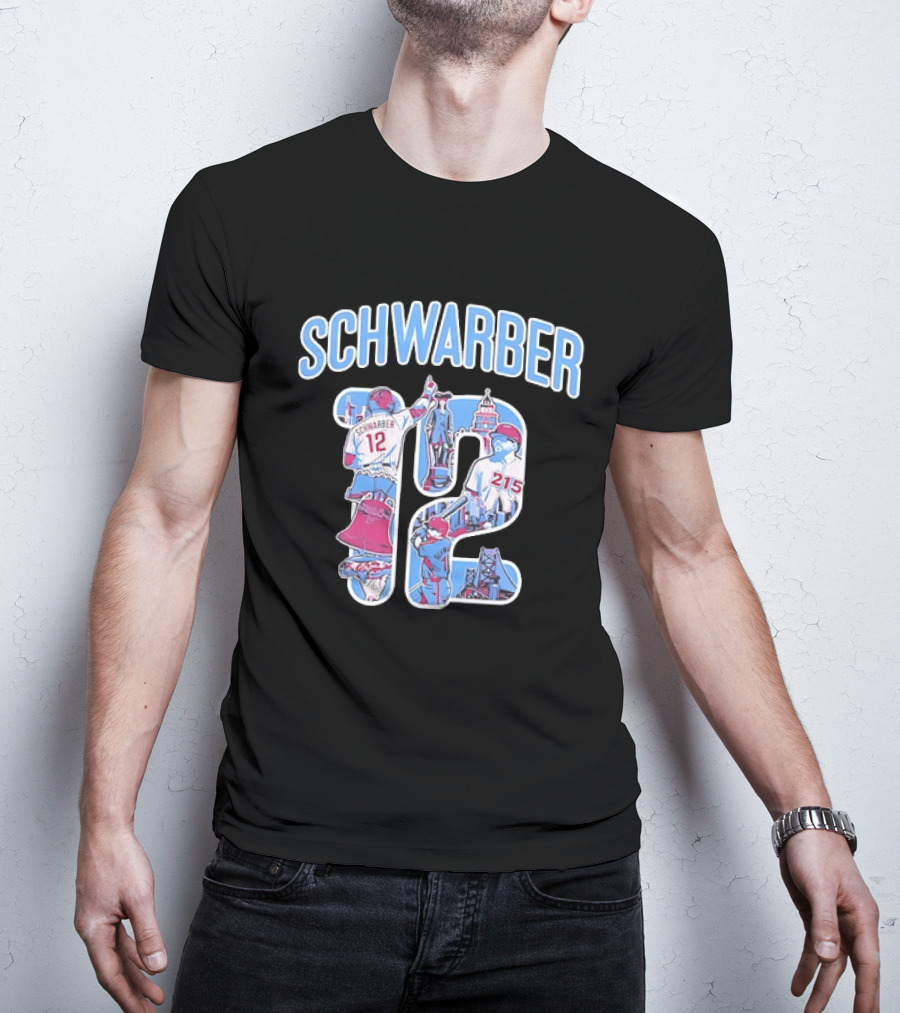 Kyle Schwarber Philadelphia Phillies 12 Liberty Bell City Skyline 215 T-Shirt