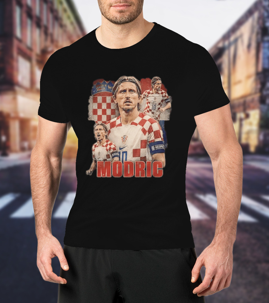 Luka Modric Croatia National Team Footballer With Croatian Flag And Number 10 T-Shirt
