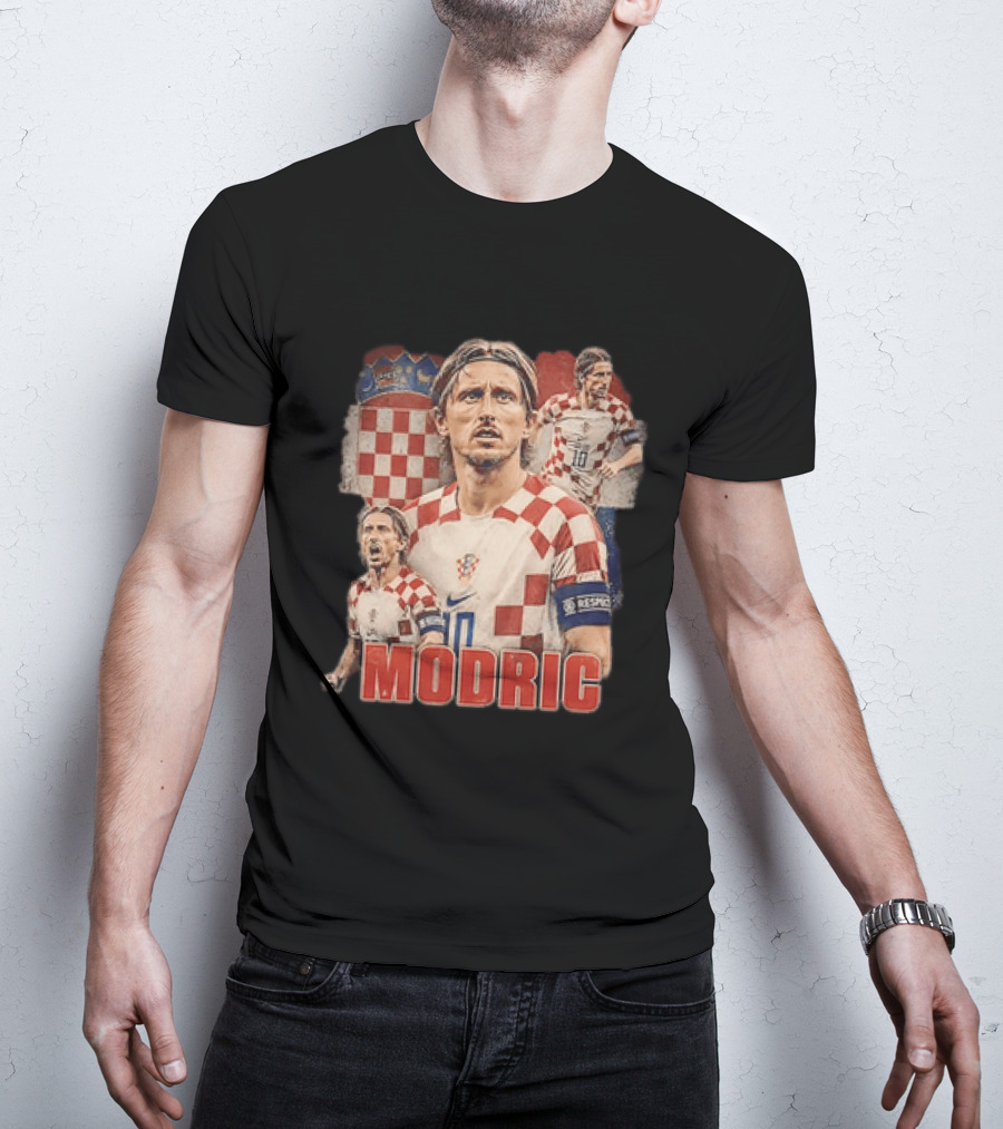 Luka Modric Croatia National Team Footballer With Croatian Flag And Number 10 T-Shirt