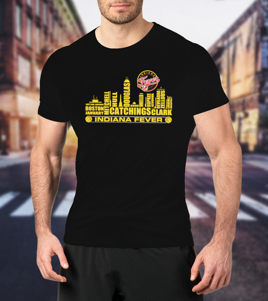 Indiana Fever Tamika Catchings Skyline WNBA Roster T-Shirt