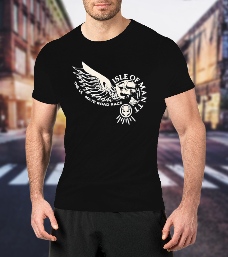 Isle Of Man TT Ultimate Road Race Skull Wing Motorcycle T-Shirt