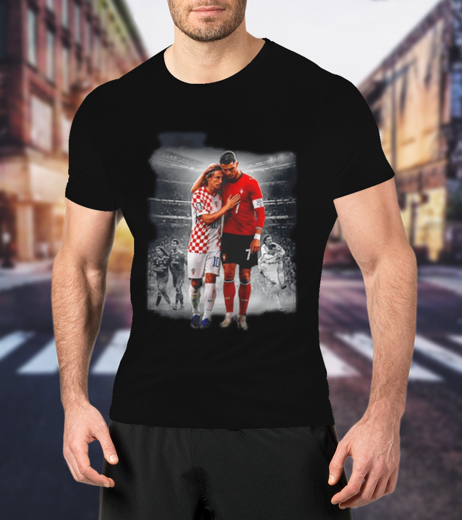 Portugal Cristiano Ronaldo Croatia Luka Modric Embrace Football Icon Moment T-Shirt