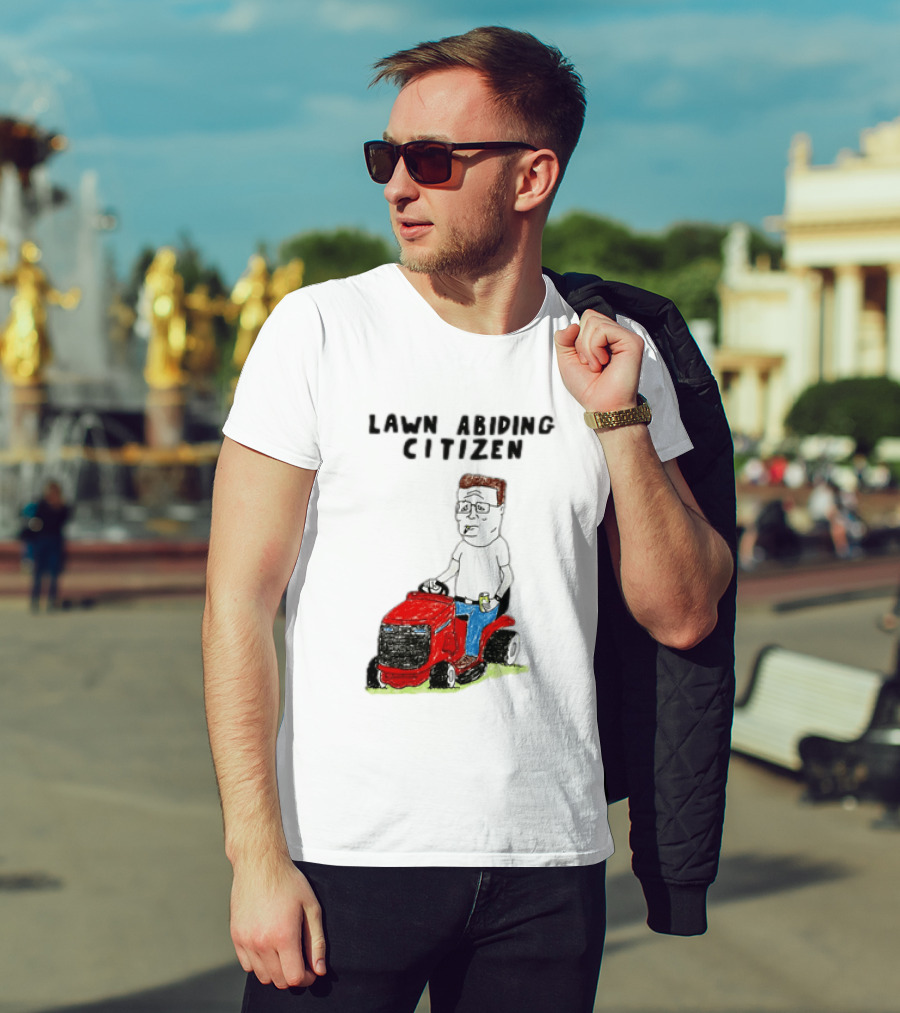 Lawn Abiding Citizen Hank Hill Cartoon Riding Mower Image T-Shirt