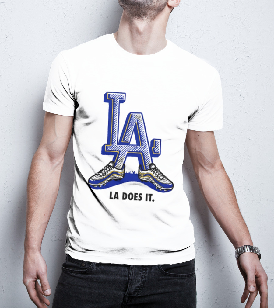 LA Dodgers LA Does It Baseball Footwear T-Shirt