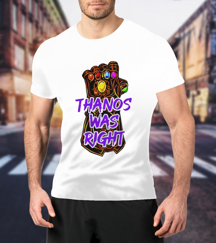 Thanos Was Right Marvel Infinity Gauntlet Bold Purple T-Shirt