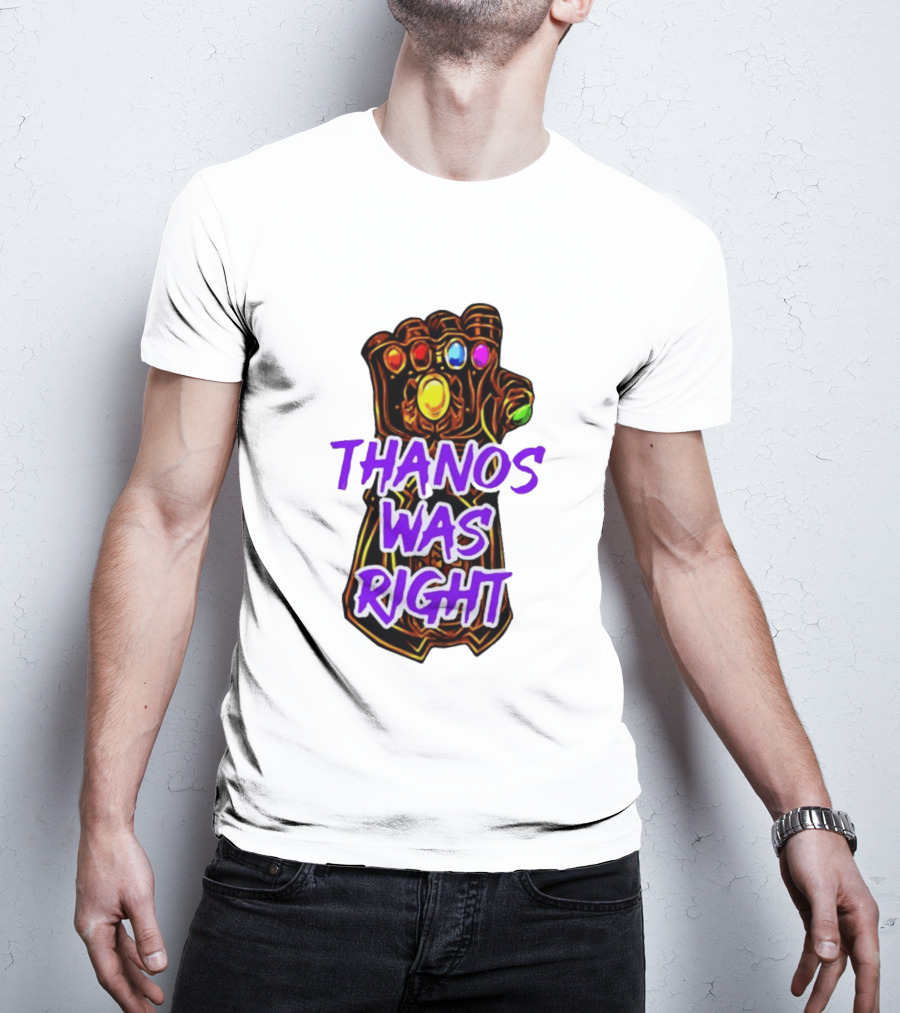 Thanos Was Right Marvel Infinity Gauntlet Bold Purple T-Shirt