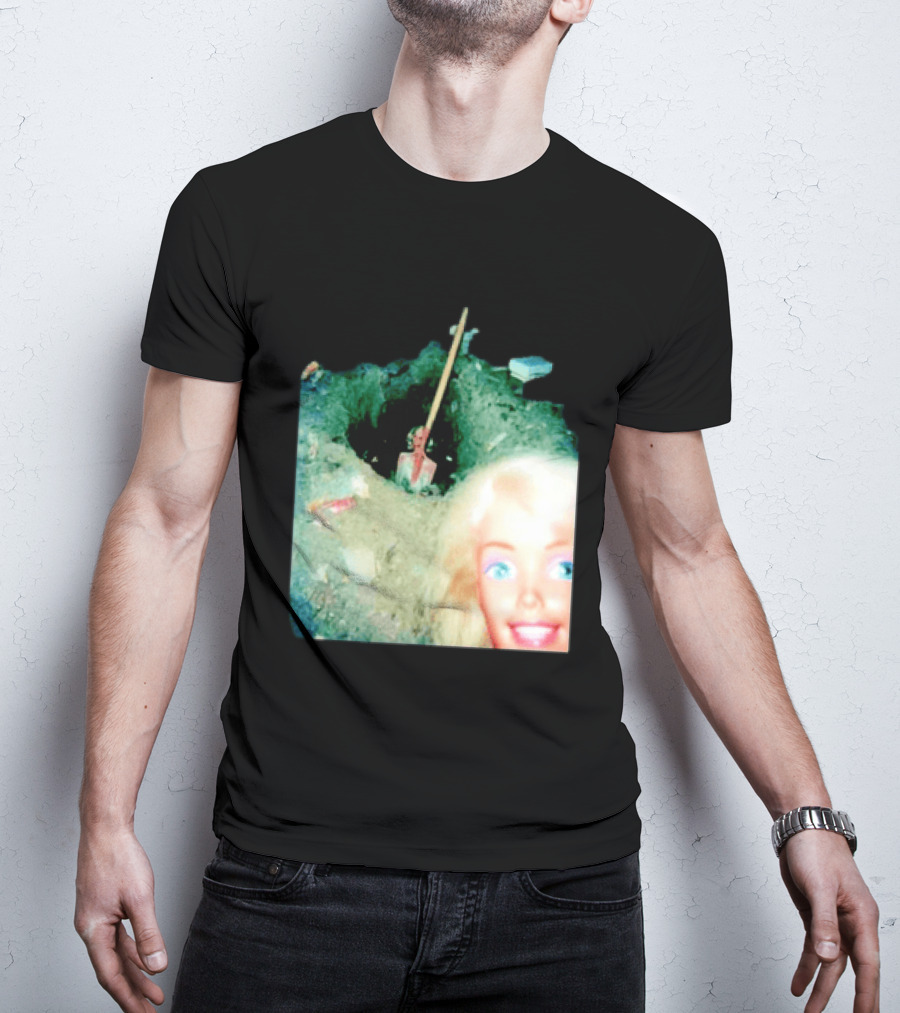 Barbie Doll Digging A Grave Shovel Surreal Scene T-Shirt