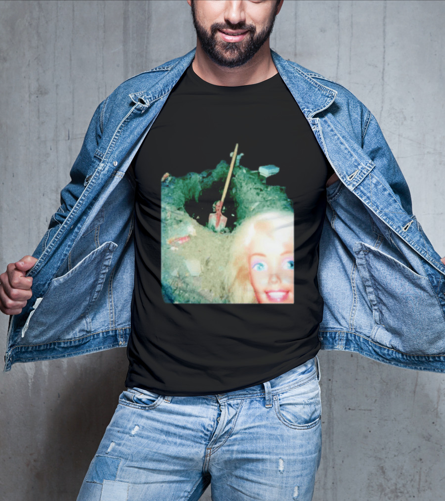 Barbie Doll Digging A Grave Shovel Surreal Scene T-Shirt