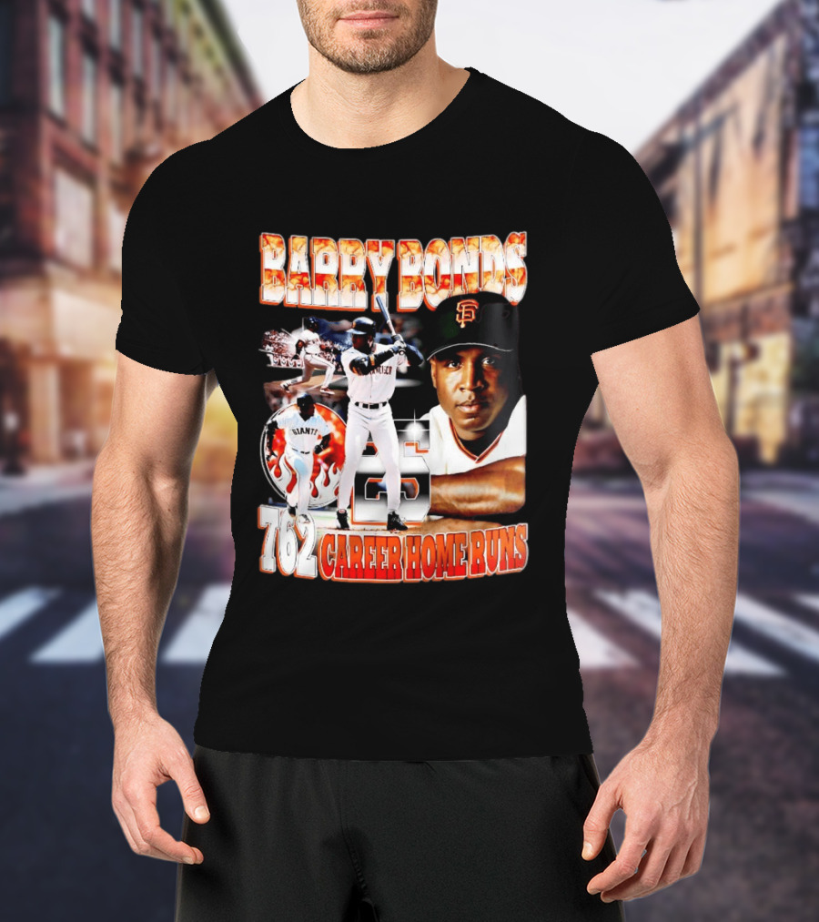 Barry Bonds Giants 25 San Francisco 762 Career Home Runs T-Shirt