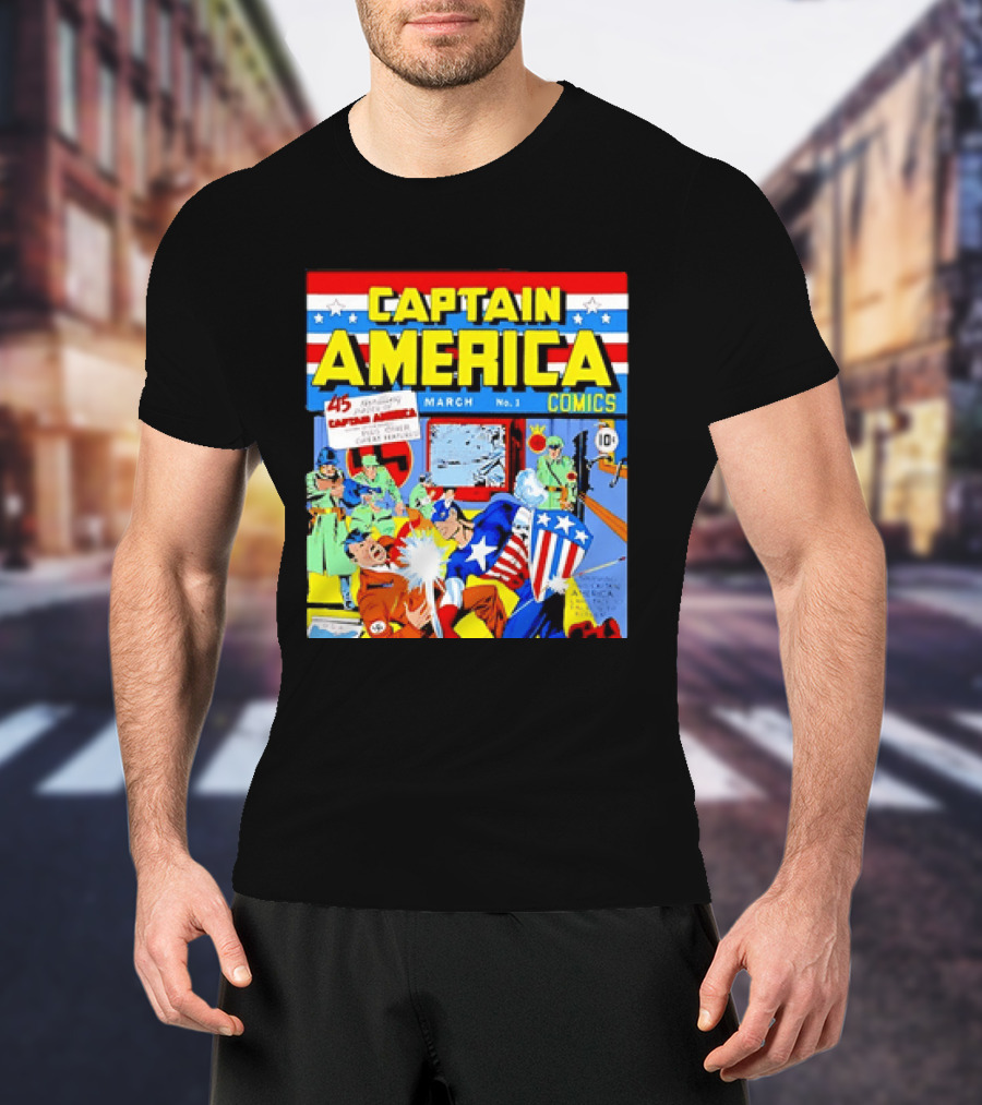 Captain America Comics March No 1 Smashing Thru Hitler Issue Cover 1941 T-Shirt