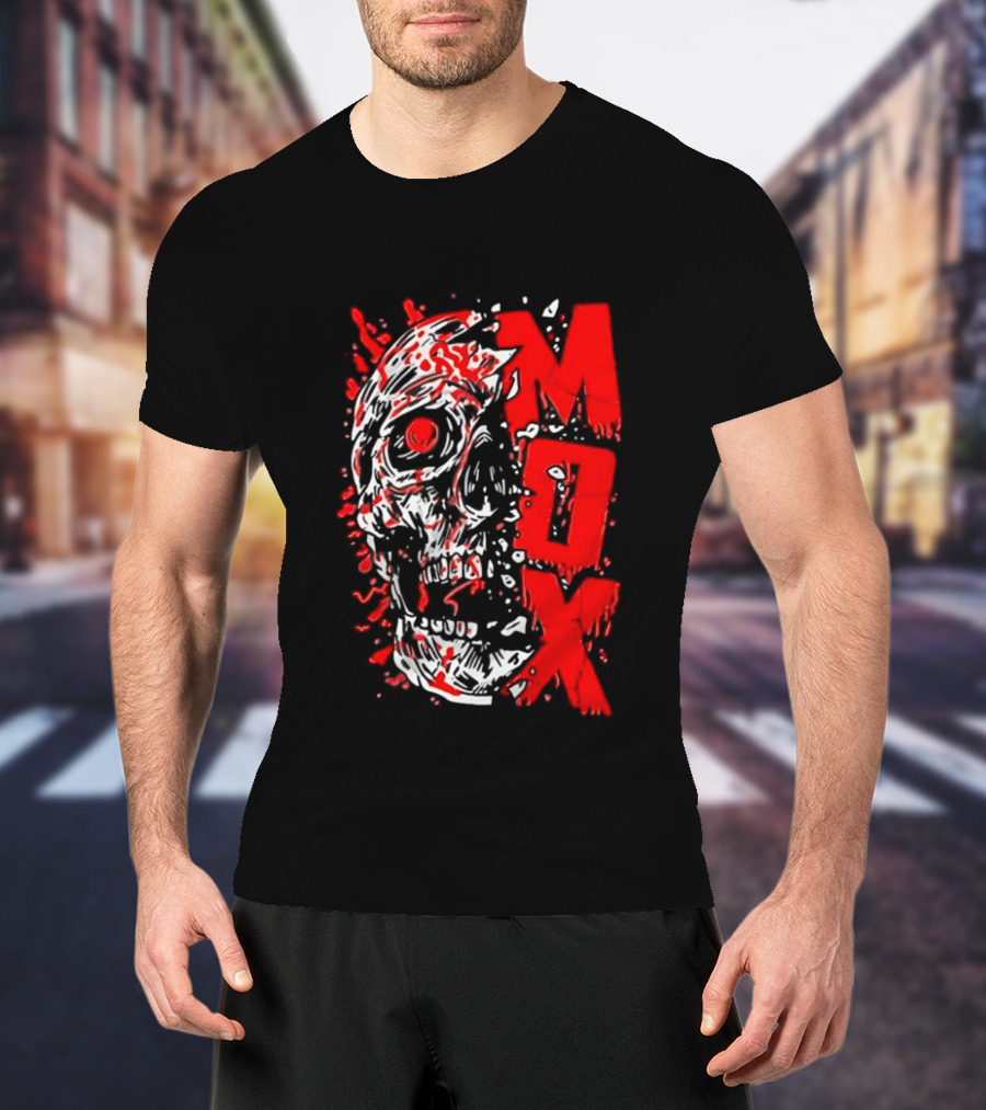 Creepy Zombie Skull MOX Red Splatter T-Shirt