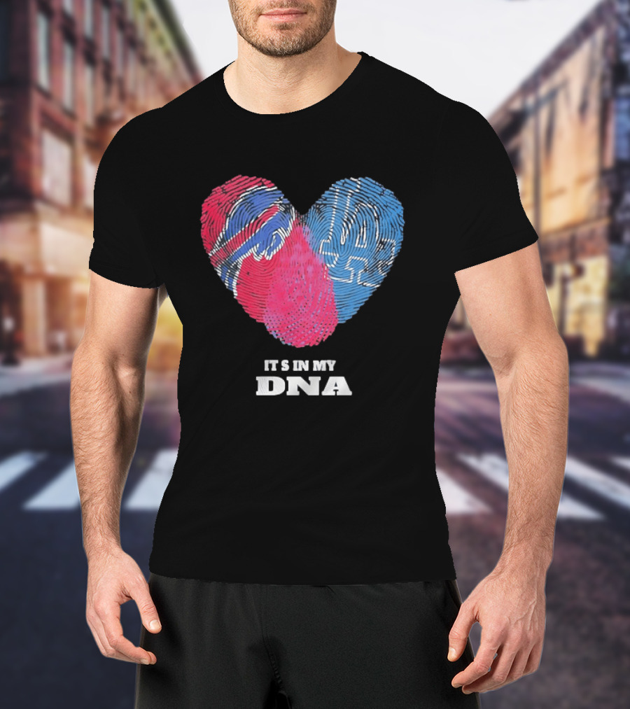 Buffalo Bills Los Angeles Dodgers It's In My DNA Fingerprint Heart T-Shirt