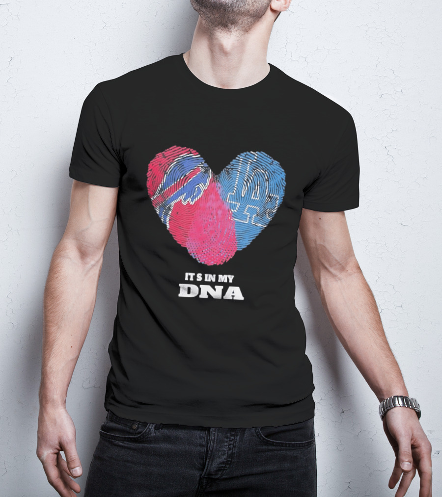 Buffalo Bills Los Angeles Dodgers It's In My DNA Fingerprint Heart T-Shirt