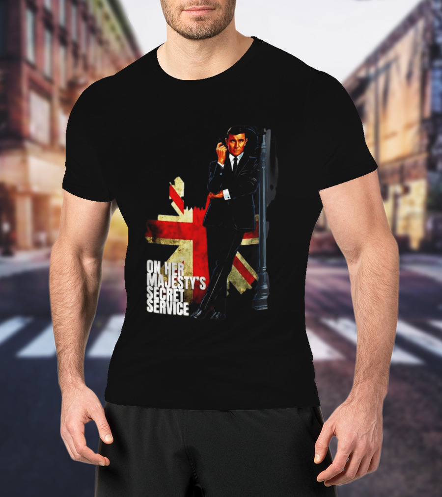 James Bond On Her Majesty's Secret Service British Flag Spy T-Shirt
