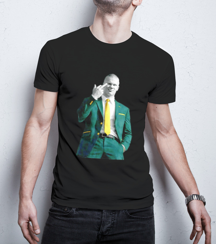 Erling Haaland Green Suit Yellow Tie Manchester City T-Shirt
