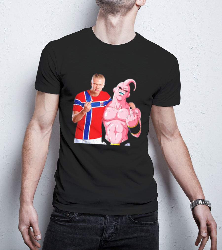 Erling Haaland Norway Majin Buu Middle Finger Cartoon Collaboration T-Shirt