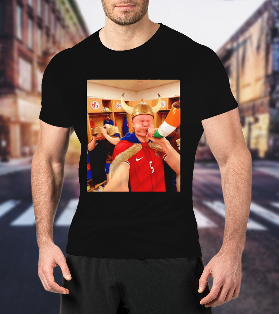 Erling Haaland Norway No 9 Viking Football Celebration Locker Room T-Shirt