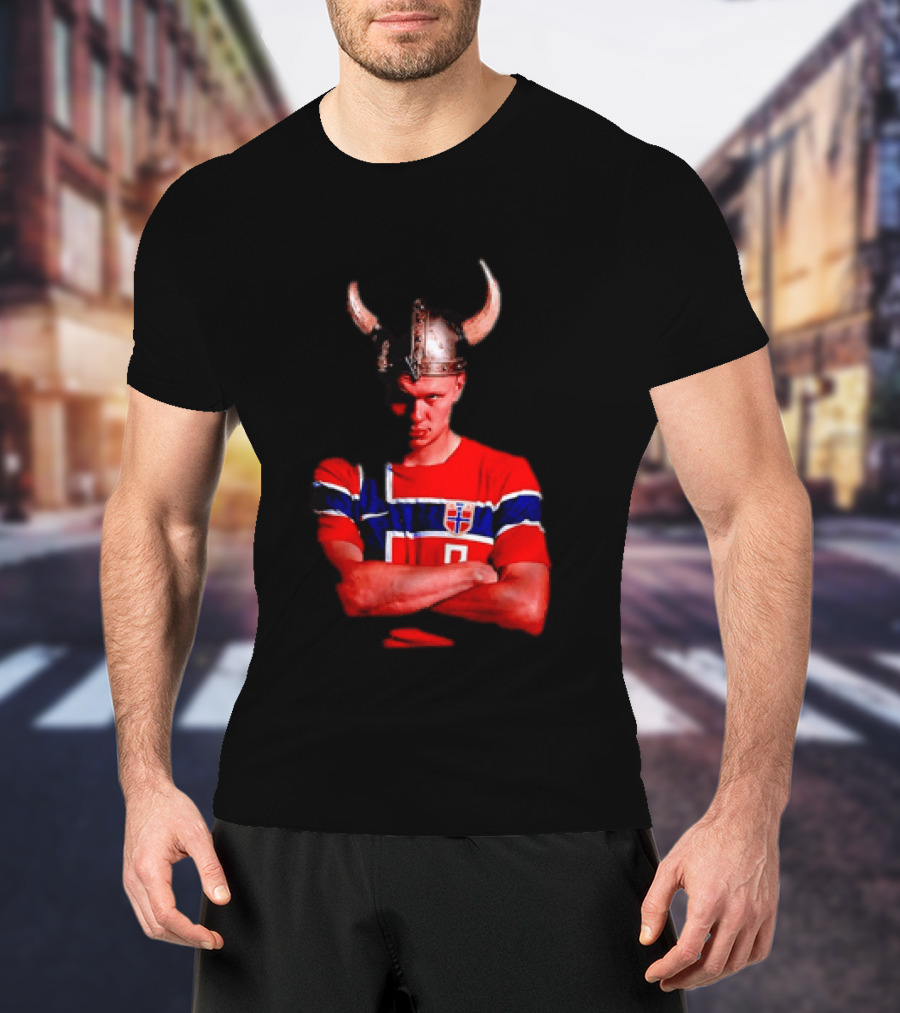 Erling Haaland Norway National Football Team Viking Helmet T-Shirt