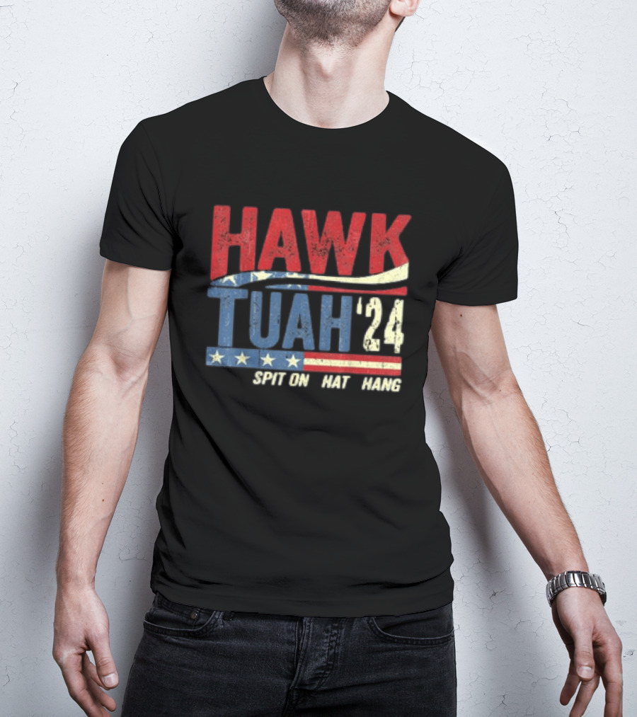 Hawk Tuah '24 Spit On That Thang Red White Blue Stars Stripes T-Shirt