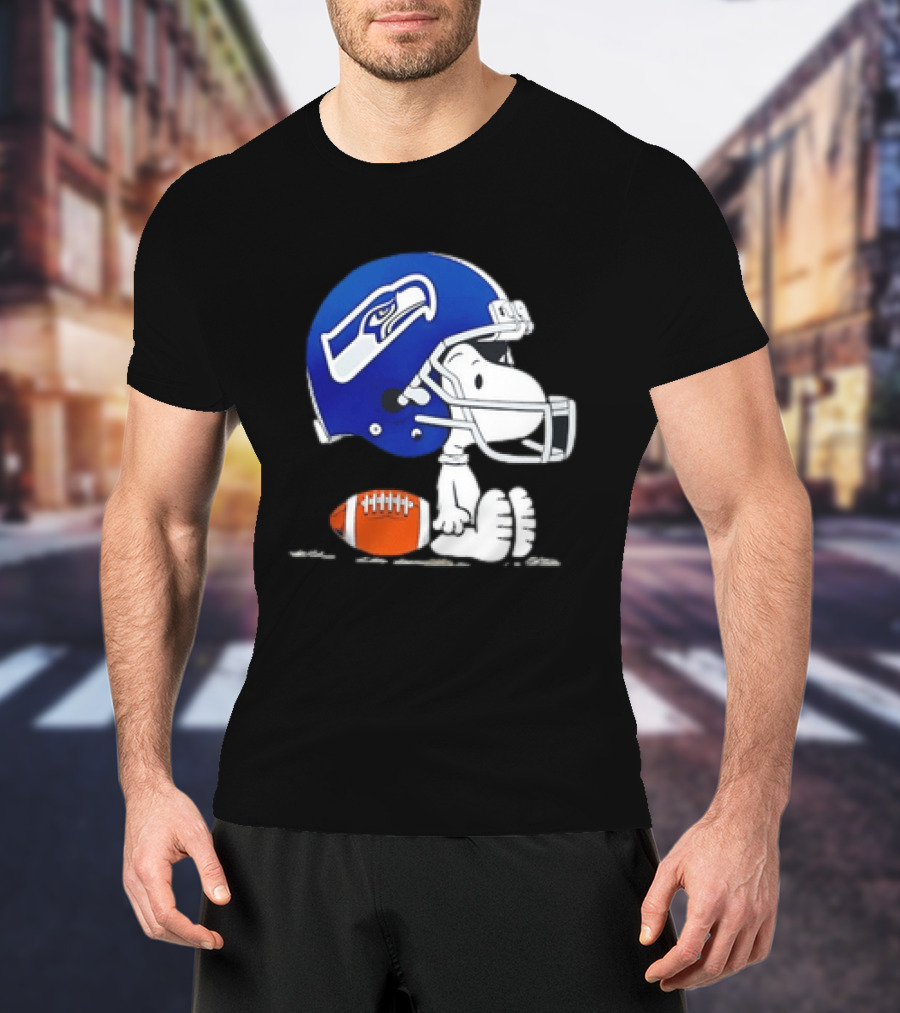 Snoopy Seattle Seahawks Football Helmet Collaboration T-Shirt