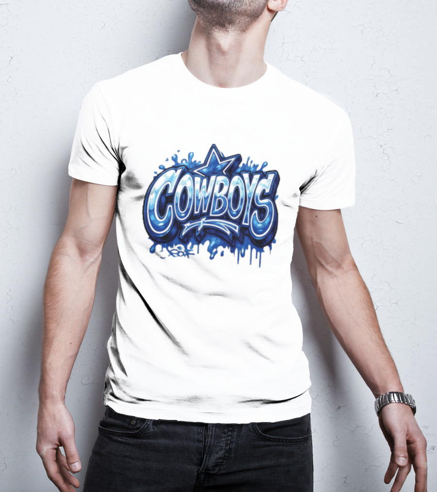 Dallas Cowboys Graffiti Style With Star And Blue Drips T-Shirt