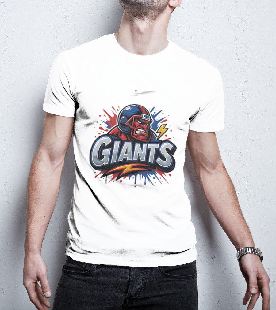 New York Giants Graffiti Style Football Helmet Lightning Bolt T-Shirt