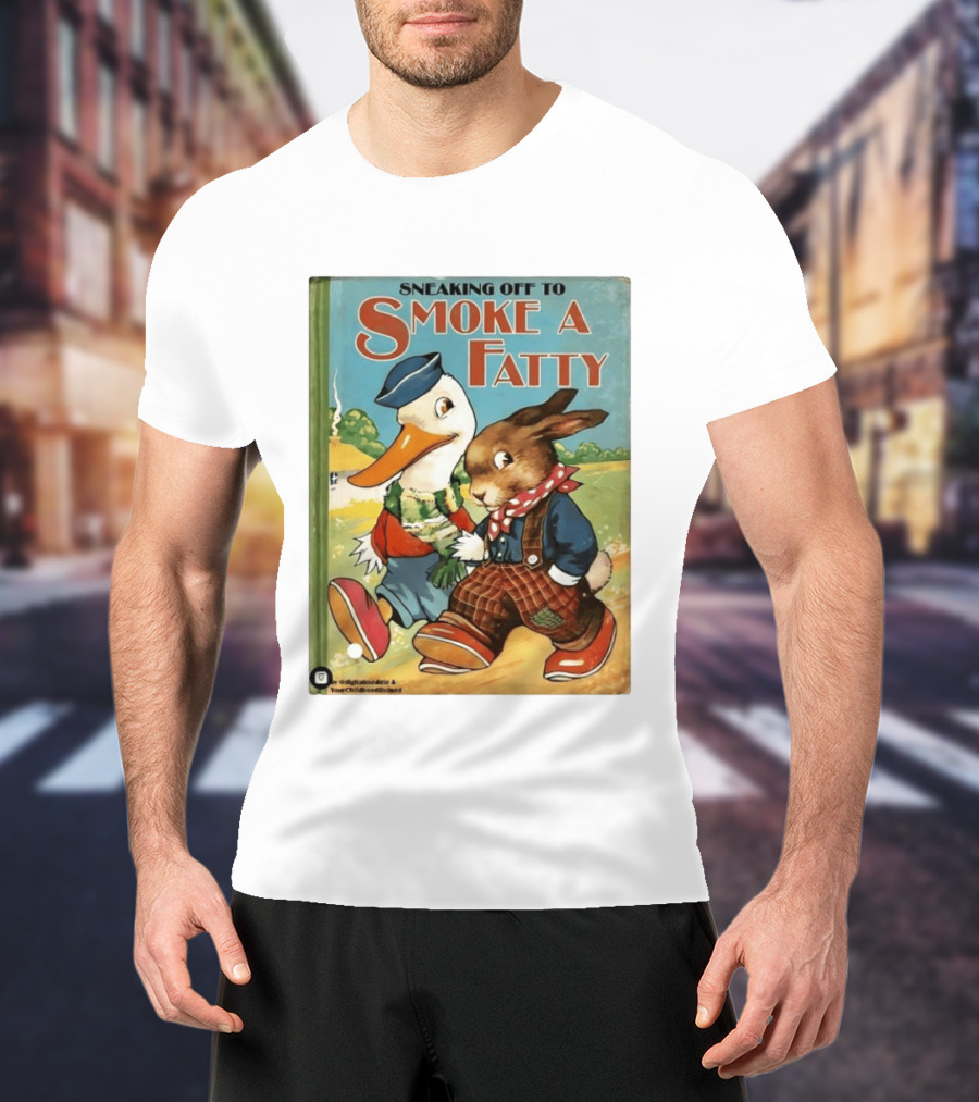 Sneaking Off To Smoke A Fatty Anthropomorphic Duck Rabbit Book Cover T-Shirt