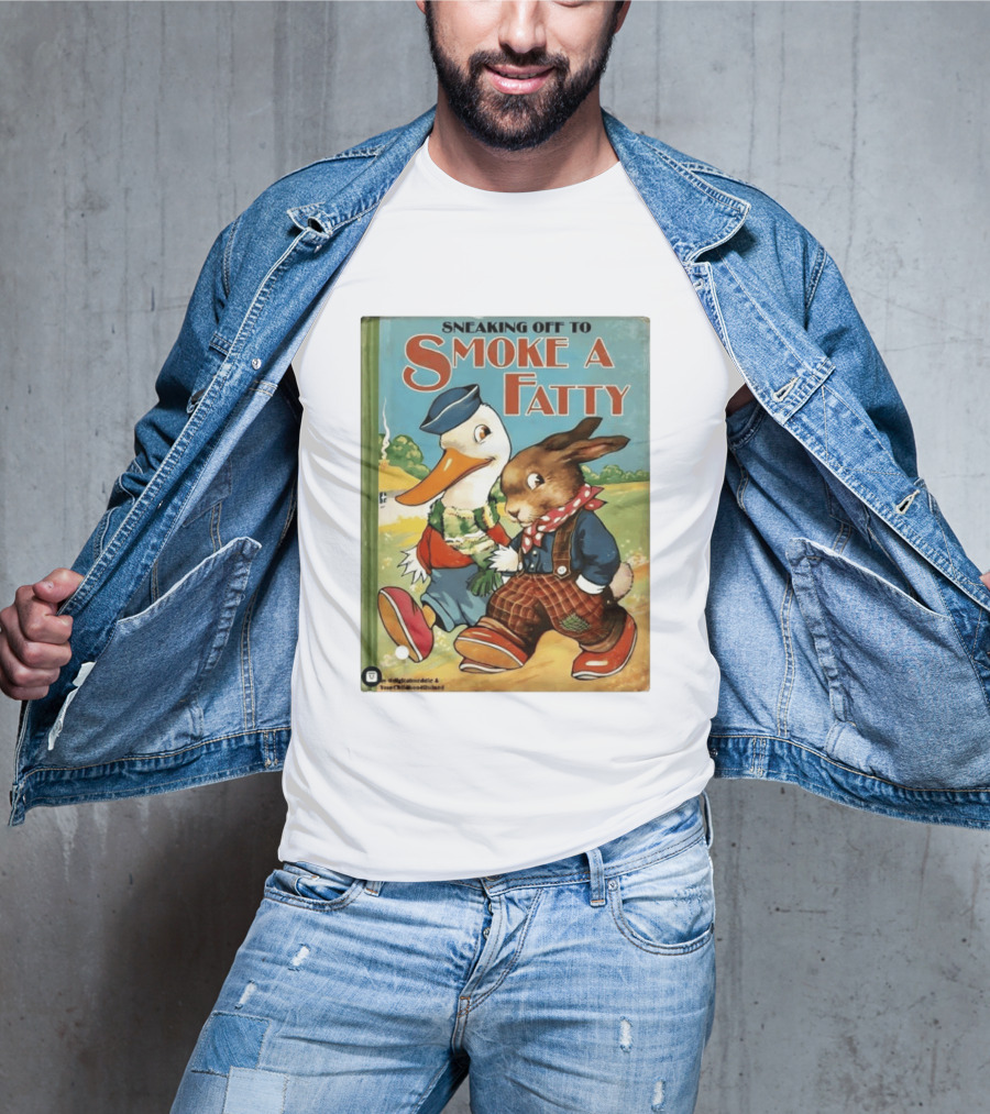 Sneaking Off To Smoke A Fatty Anthropomorphic Duck Rabbit Book Cover T-Shirt