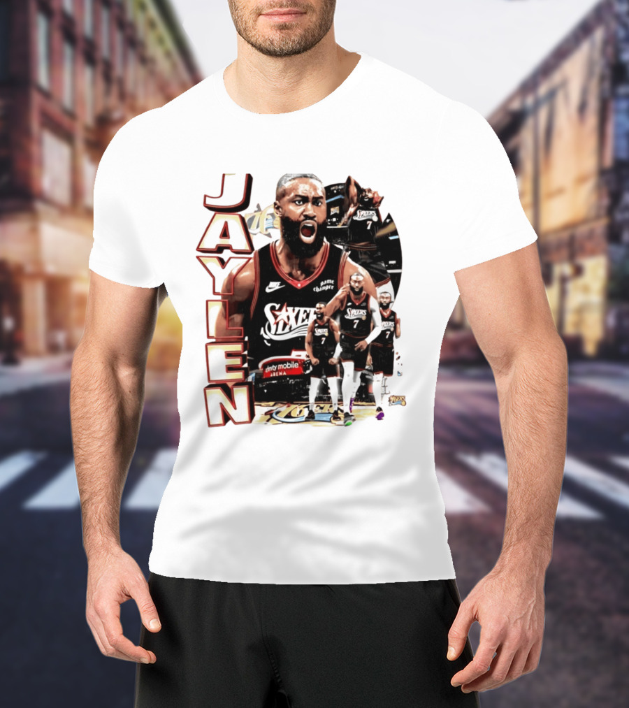 Jaylen Brown Nike 76ers Number 7 Bootleg Collage T-Shirt