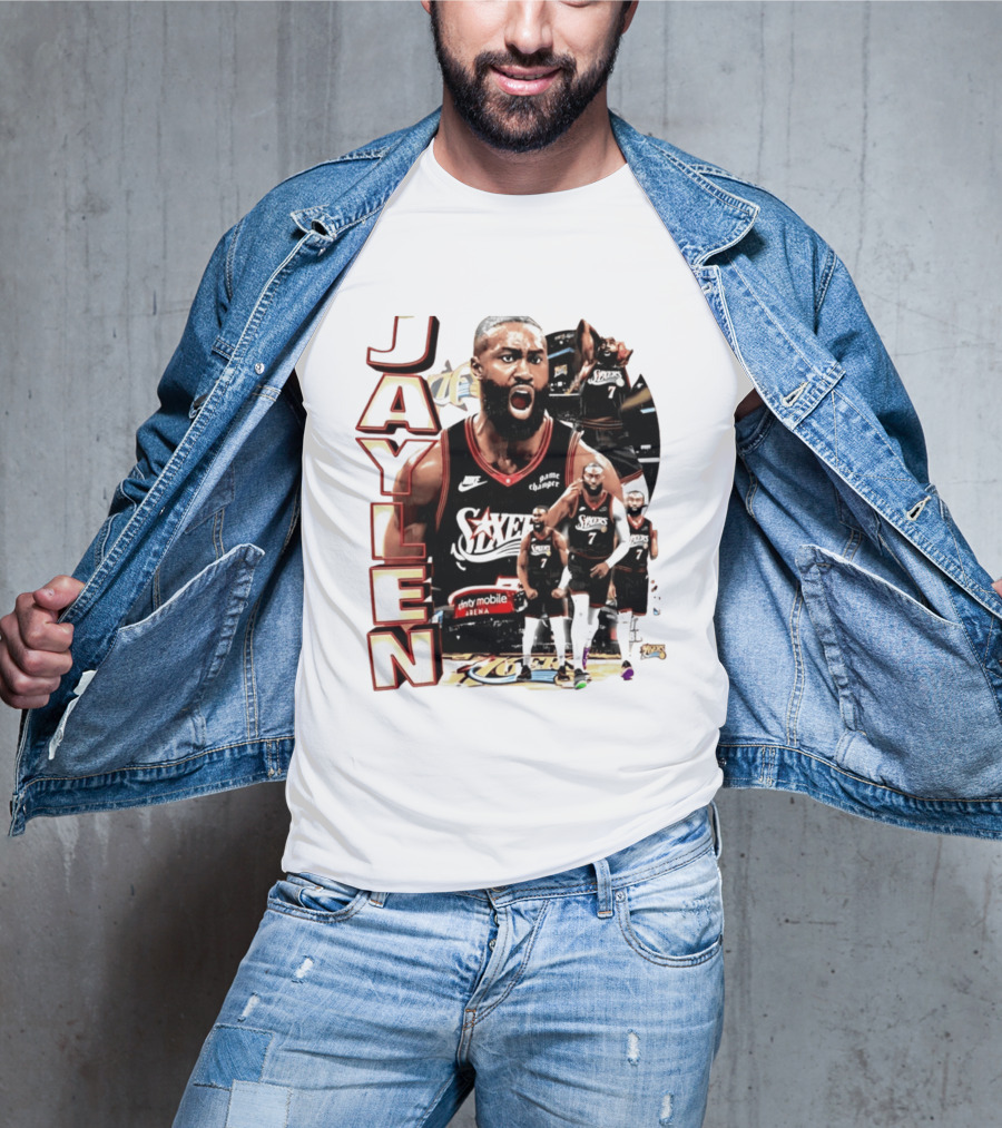 Jaylen Brown Nike 76ers Number 7 Bootleg Collage T-Shirt