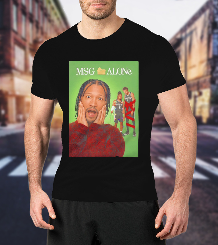 MSG ALONe Jalen Brunson Victor Wembanyama New York Knicks Home Alone NBA Basketball Spurs T-Shirt