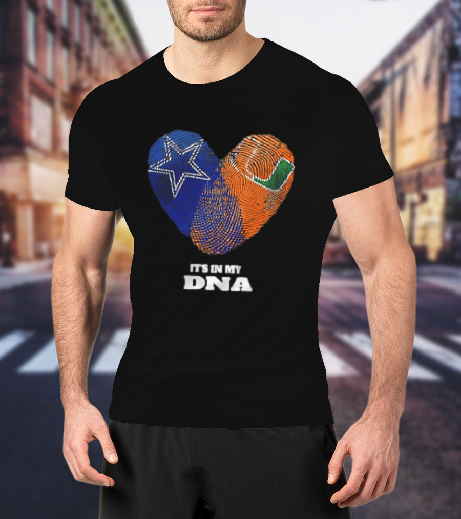 Dallas Cowboys Miami Hurricanes Heart Shape It's In My DNA T-Shirt