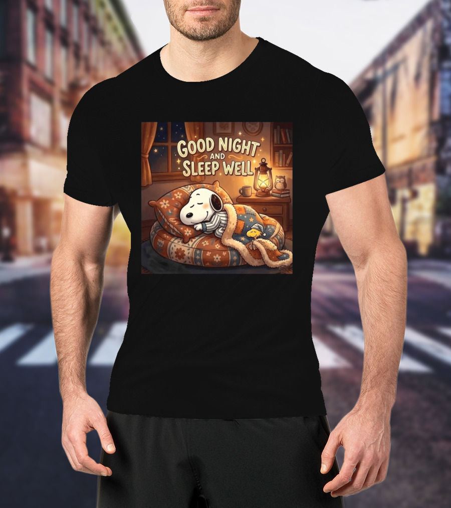 Snoopy And Woodstock Cozy Bedtime Good Night And Sleep Well T-Shirt