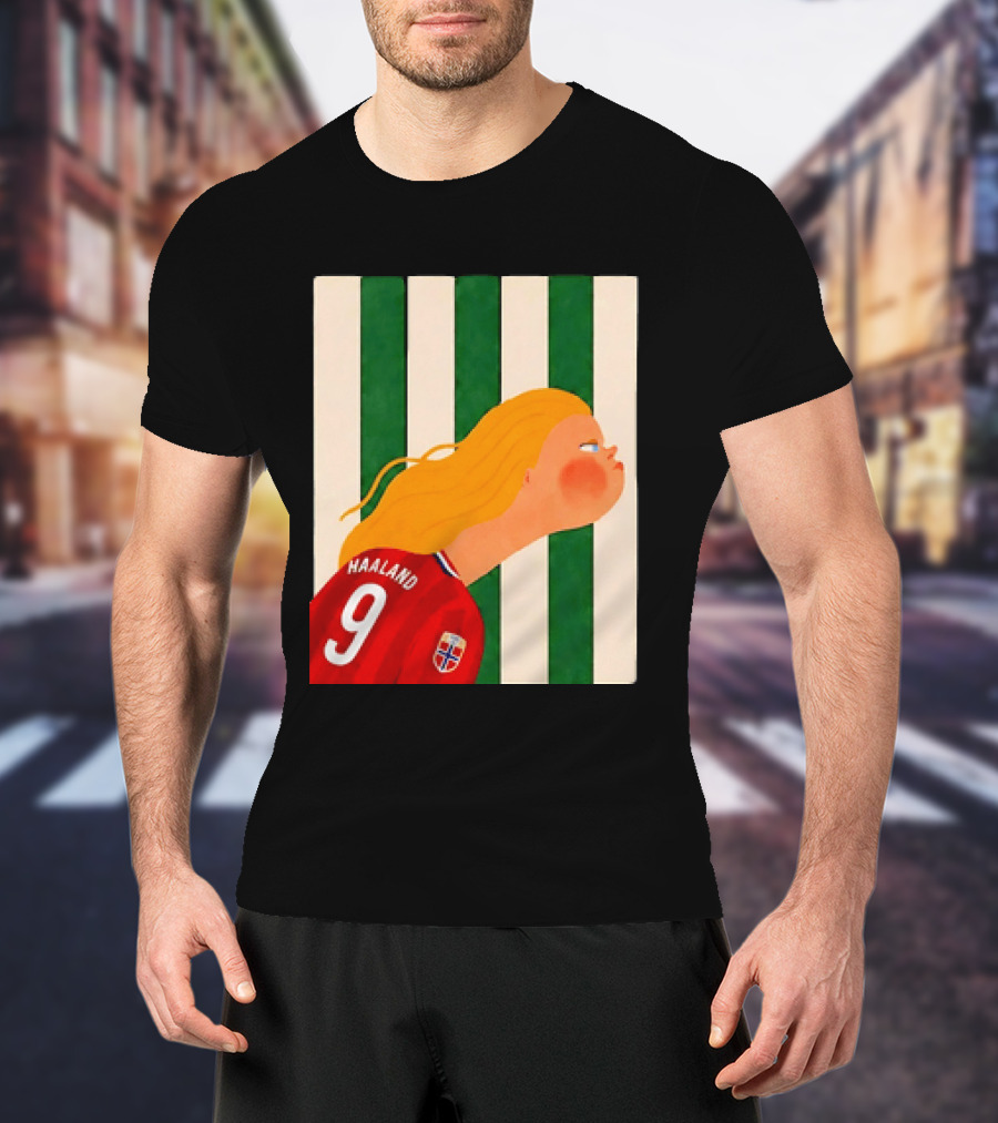 Erling Haaland No 9 Norway National Team Cartoon T-Shirt