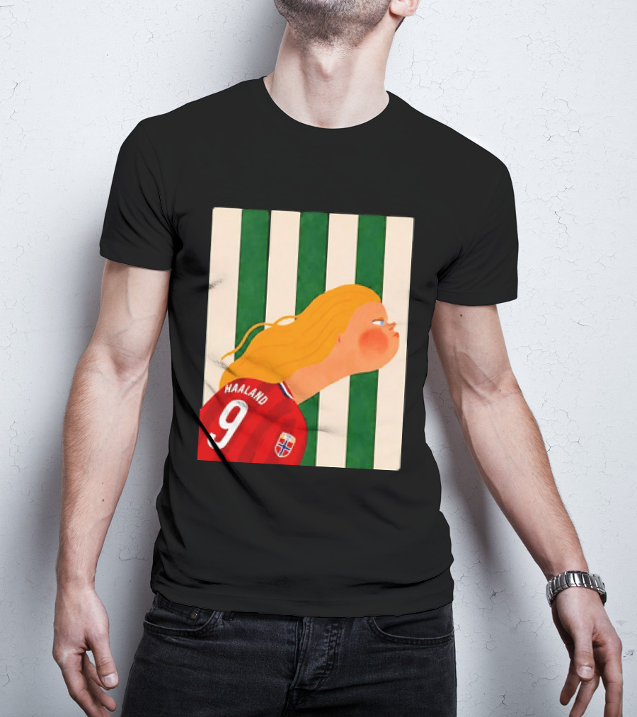 Erling Haaland No 9 Norway National Team Cartoon T-Shirt