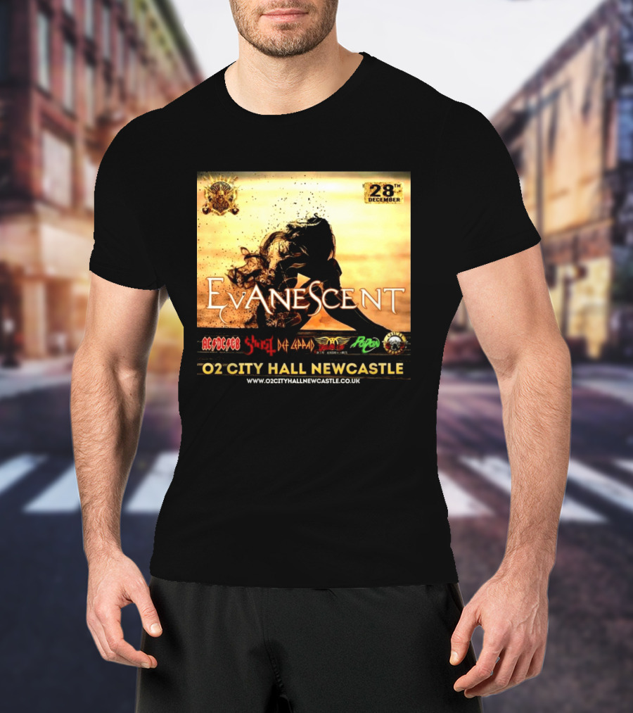 Evanescent Live At O2 City Hall Newcastle With AC/DC Ghost Def Leppard And Poison December 28th T-Shirt